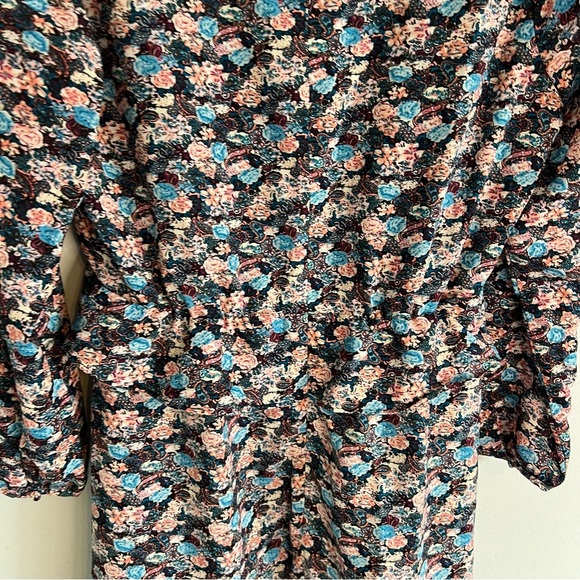 J Crew Long Sleeve Floral Ruffle Tiered Midi Dress Sz 8 V Neck Flirty Flowy - Picture 11 of 12